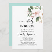 ベビー開花さくらんぼ花赤ちゃんシャワー 招待状 (正面/裏面)