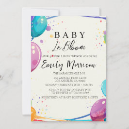 ベビー開花とバルーン赤ちゃんシャワー 招待状