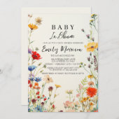 ベビー開花と花I赤ちゃんシャワー 招待状 (正面/裏面)