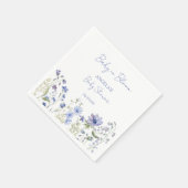 ベビー開花のワイルドフラワーほこりっぽい青い赤ちゃんシャワー スタンダードカクテルナプキン (角)