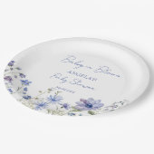 ベビー開花のワイルドフラワーほこりっぽい青い赤ちゃんシャワー ペーパープレート (アングル)