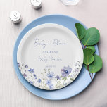 ベビー開花のワイルドフラワーほこりっぽい青い赤ちゃんシャワー ペーパープレート<br><div class="desc">ベビー開花ワイルドフラワーブライダルシャワーボホ野草花春夏ほこりっぽい青い赤ちゃんシャワーモノグラム印刷紙プレートテンプレートパーソナライズされた食器ベビーシャワーテーブルデコール</div>
