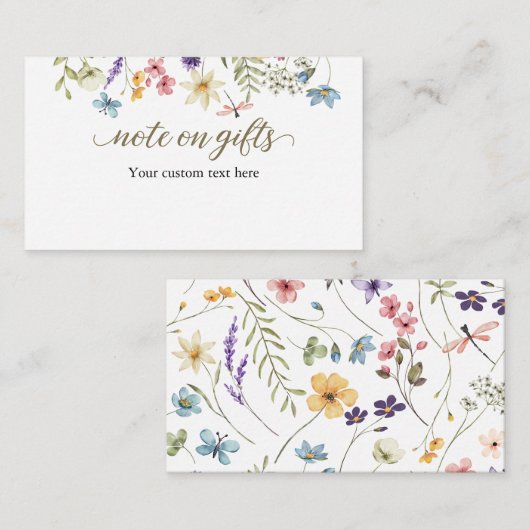 ベビー開花の赤ちゃんシャワーのギフトに関するメモ エンクロージャーカード (正面/裏面)