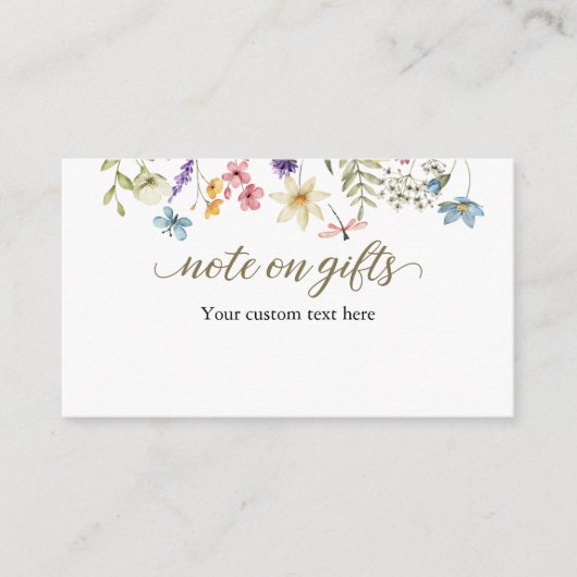 ベビー開花の赤ちゃんシャワーのギフトに関するメモ エンクロージャーカード (正面)