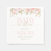 ベビー開花の赤ちゃんシャワーのナプキン。ベビーガール スタンダードカクテルナプキン (正面)