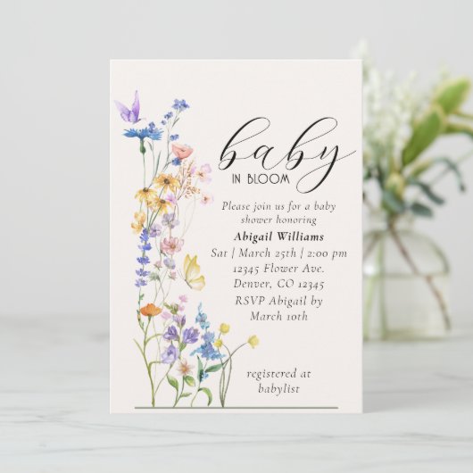 ベビー開花の赤ちゃんシャワー 招待状 (スタンド正面)