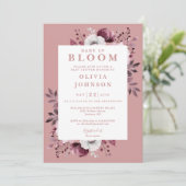 ベビー開花ほこりっぽいバラモダンフローラベビースシャワー 招待状 (スタンド正面)