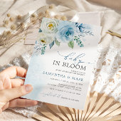 ベビー開花ほこりっぽいブルーバラフローラベビーシャワー 招待状