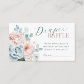 ベビー開花ほこりっぽいブルーベビーシャワーおむつラッフル エンクロージャーカード (正面)