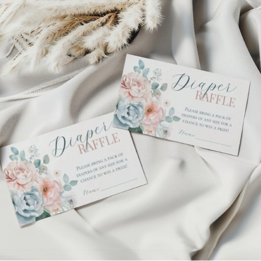 ベビー開花ほこりっぽいブルーベビーシャワーおむつラッフル エンクロージャーカード
