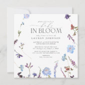 ベビー開花ほこりっぽい青い水の色フローラシャワー 招待状 (正面)