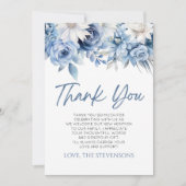 ベビー開花ほこりっぽい青フローラ赤ちゃんシャワー サンキューカード (正面)