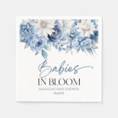 ベビー開花ほこりっぽい青フローラ赤ちゃんシャワー スタンダードカクテルナプキン (正面)