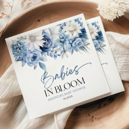 ベビー開花ほこりっぽい青フローラ赤ちゃんシャワー スタンダードカクテルナプキン