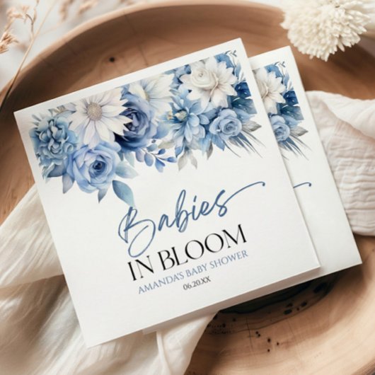 ベビー開花ほこりっぽい青フローラ赤ちゃんシャワー スタンダードカクテルナプキン