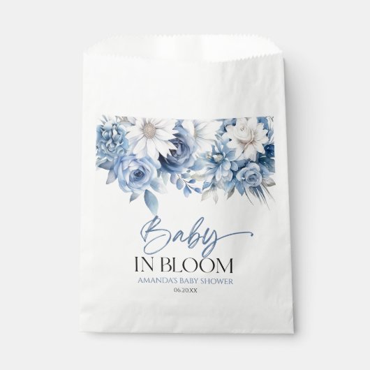 ベビー開花ほこりっぽい青フローラ赤ちゃんシャワー フェイバーバッグ (正面)