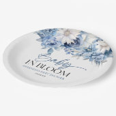 ベビー開花ほこりっぽい青フローラ赤ちゃんシャワー ペーパープレート (アングル)