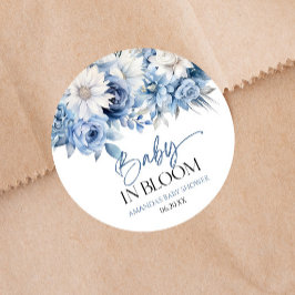 ベビー開花ほこりっぽい青フローラ赤ちゃんシャワー ラウンドシール