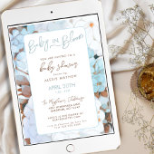 ベビー開花ほこりっぽい青フローラ赤ちゃんシャワー 招待状