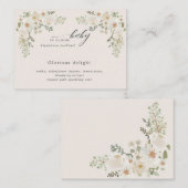 ベビー開花アイボリーフローラベビーシャワーカクテル エンクロージャーカード (正面/裏面)