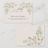 ベビー開花アイボリーフローラベビーシャワー エンクロージャーカード (正面/裏面)