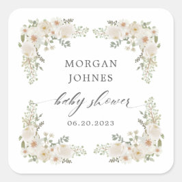 ベビー開花アイボリーフローラベビーシャワー スクエアシール