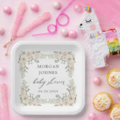 ベビー開花アイボリーフローラベビーシャワー ペーパープレート (パーティー)