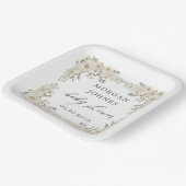 ベビー開花アイボリーフローラベビーシャワー ペーパープレート (傾斜あり)