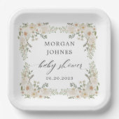 ベビー開花アイボリーフローラベビーシャワー ペーパープレート (正面)