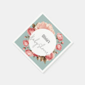 ベビー開花エレガントピンク赤ちゃんシャワー スタンダードカクテルナプキン (角)