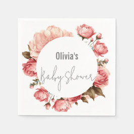 ベビー開花エレガントピンク赤ちゃんシャワー スタンダードカクテルナプキン
