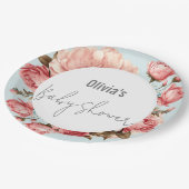 ベビー開花エレガントピンク赤ちゃんシャワー ペーパープレート (アングル)