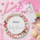 ベビー開花エレガントピンク赤ちゃんシャワー ペーパープレート (パーティー)