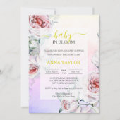 ベビー開花エレガントフローラピンクベビーシャワー 招待状 (正面)