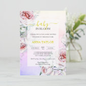 ベビー開花エレガントフローラピンクベビーシャワー 招待状 (スタンド正面)