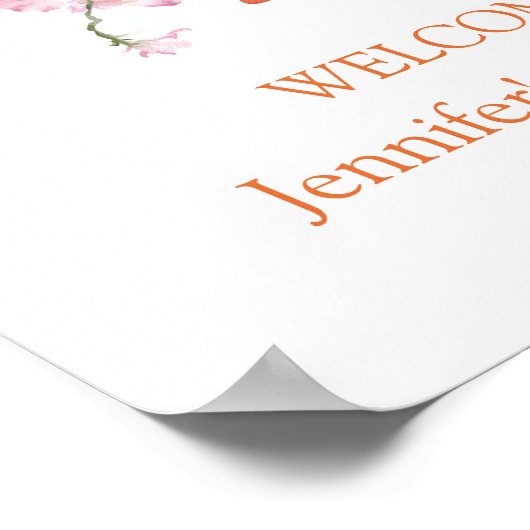 ベビー開花オレンジの植物性の赤ちゃんシャワーへようこそ ポスター (角)