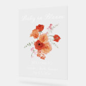 ベビー開花オレンジフローラベビーシャワー歓迎 アクリルサイン (傾斜)