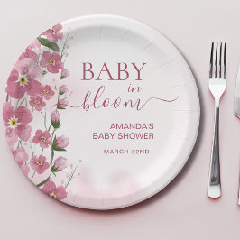 ベビー開花ガールピンクフローラシャワー ペーパープレート