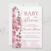 ベビー開花ガールピンクフローラシャワー 招待状 (正面)