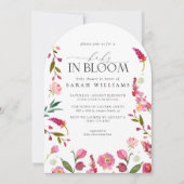 ベビー開花ガールピンク水色フローラシャワー 招待状 (正面)