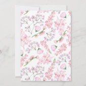ベビー開花スイートピンクフローラベビーシャワー 招待状 (裏面)