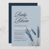 ベビー開花ダスティブルーパンパスベイビーシャワー 招待状 (正面/裏面)