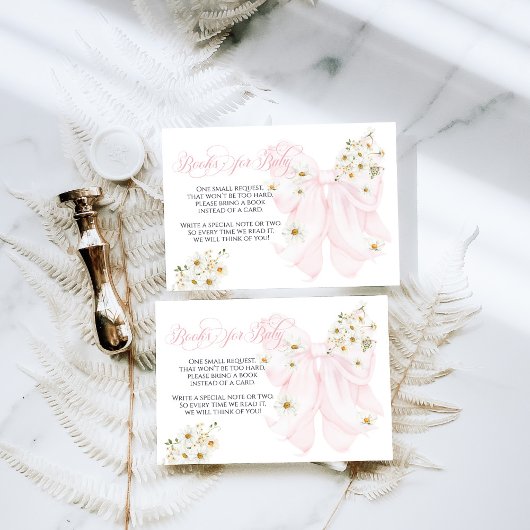 ベビー開花デイジーピンクボウガールベイビーシャワー エンクロージャーカード