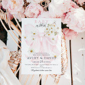 ベビー開花デイジーピンクボウガールベイビーシャワー 招待状