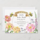 ベビー開花ハニーイエローワイルドフラワーベイビーシャワー 招待状 (正面)