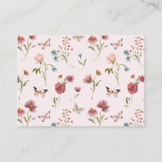 ベビー開花ピンクおむつラッフルベビーシャワー エンクロージャーカード (裏面)