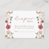 ベビー開花ピンクおむつラッフルベビーシャワー エンクロージャーカード (正面)