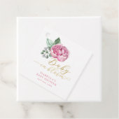 ベビー開花ピンクと金ゴールドフローラベビーシャワーFav フェイバータグ (インサイチュ)