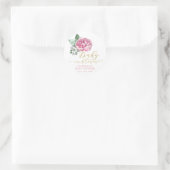 ベビー開花ピンクと金ゴールドフローラベビーシャワーFav ラウンドシール (バッグ)