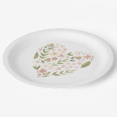 ベビー開花ピンクフローラハートベビーシャワー ペーパープレート (アングル)